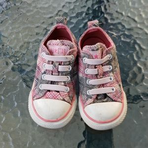 Converse All Stars pink plaid toddler shoes